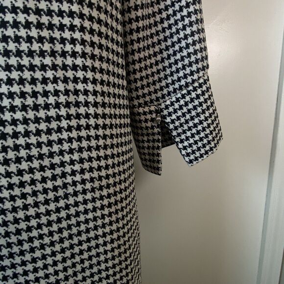H&M Modern Chic Houndstooth Black & White Mini Shift Dress 3/4 Sleeve Size 6 Med - Picture 6 of 10
